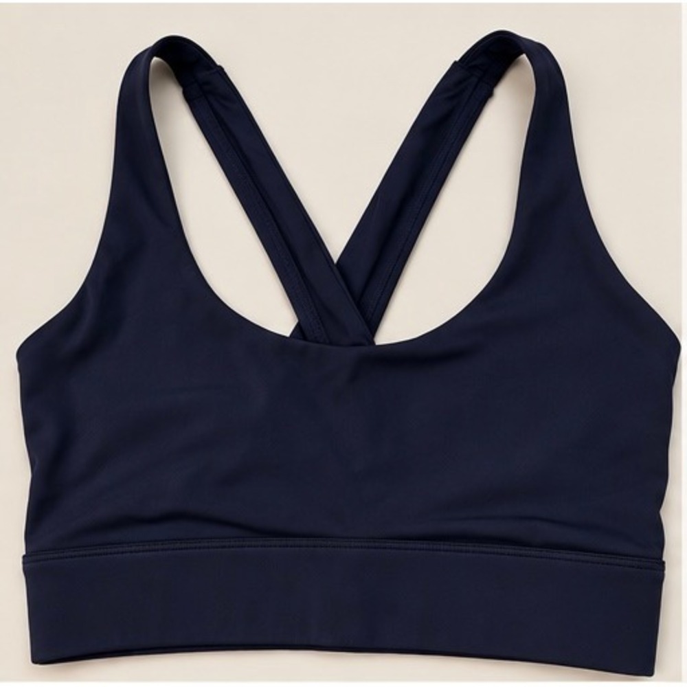 Greyson Womens Small Sports Bra Navy Blue Crossback Athletic Top Performance Gym
